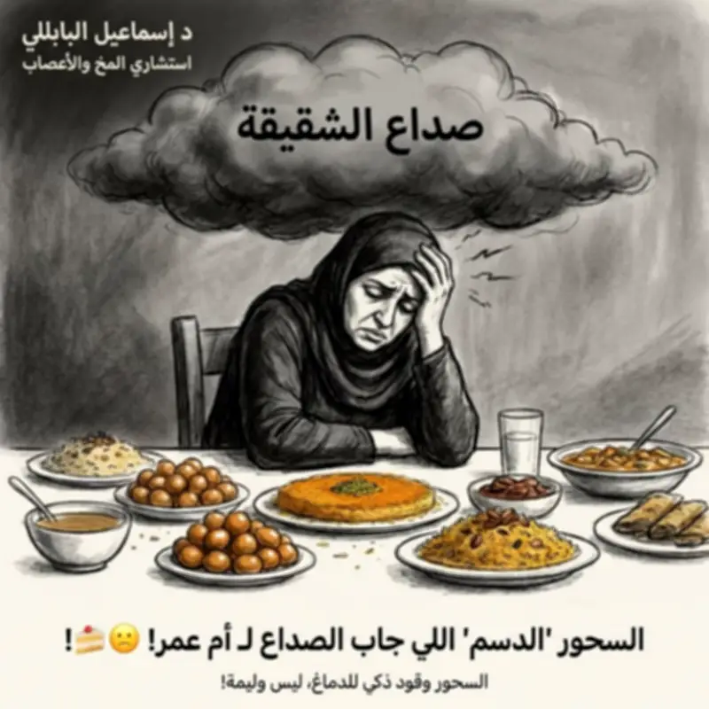 استشاري أعصاب يحذر من سحور الولائم في رمضان ويكشف علاقته بنوبات الشقيقة وهبوط السكر