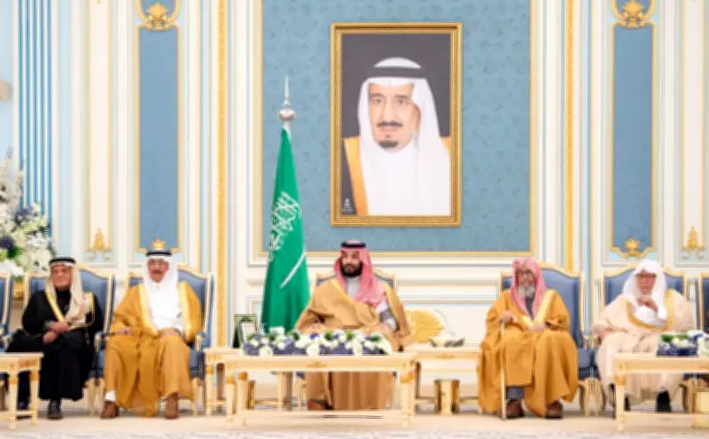 ولي العهد يستقبل المهنئين بشهر رمضان المبارك في قصر اليمامة بالرياض
