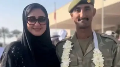 دموع الفرح تعانق الفنانة هيفاء حسين في حفل تخرج ابنها العسكري