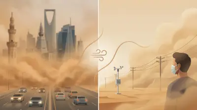 الأرصاد تحذر من أتربة مثارة وعوالق ترابية على معظم مناطق المملكة مع تدنٍ حاد في الرؤية