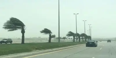 الرياح النشطة والأتربة المثارة تستمر حتى السابعة مساءً على المنطقة الشرقية