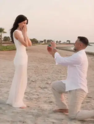 خطوبة رامي حمدان وسيدرا بيوتي على شاطئ دبي تثير تفاعلاً واسعاً على وسائل التواصل الاجتماعي