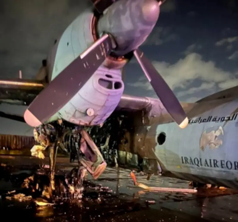 العراق يدمر طائرة أنتونوف 132 بعد استهداف قاعدة الشهيد محمد علا الجوية بصواريخ كراد