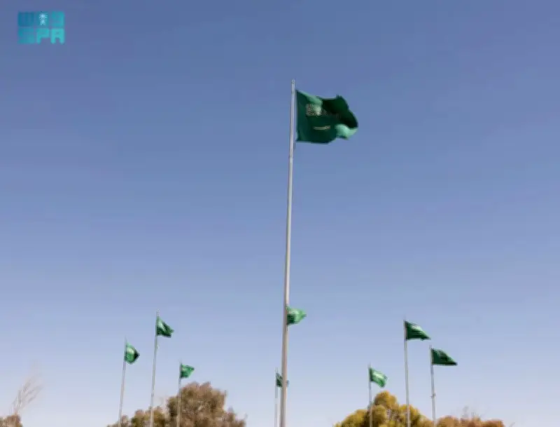 مدن ومحافظات الحدود الشمالية تتوشح بالأخضر احتفاءً بيوم العلم السعودي