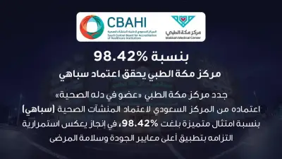 مركز مكة الطبي يحقق تجديد اعتماد سباهي بنسبة 98.42% لتعزيز جودة الرعاية الصحية