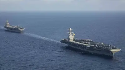 حريق في حاملة الطائرات الأمريكية يو إس إس جيرالد فورد بالبحر الأحمر