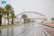 أمطار متوسطة تهطل على رفحاء وتغطي السماء بالغيوم مع استمرار الفرصة