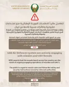 الإمارات تعلن تصدي دفاعاتها الجوية لصواريخ وطائرات مسيرة أطلقت من الأراضي الإيرانية
