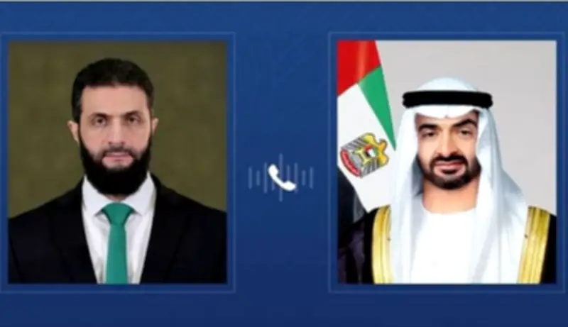اتصال هاتفي بين الرئيس السوري أحمد الشرع والشيخ محمد بن زايد لتعزيز التعاون العربي