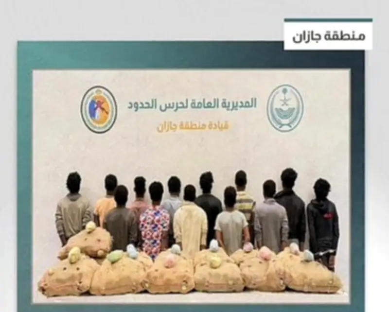 حرس الحدود بجازان يقبض على 13 مخالفًا وضبط 260 كجم من القات