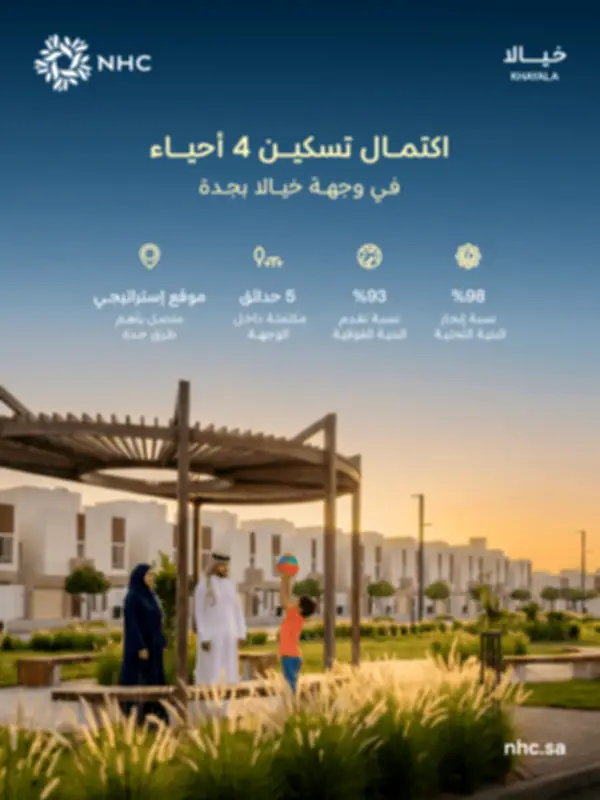 اكتمال تسكين 4 مناطق سكنية في وجهة خيالا بجدة وبدء تسليم 150 وحدة بميلاء