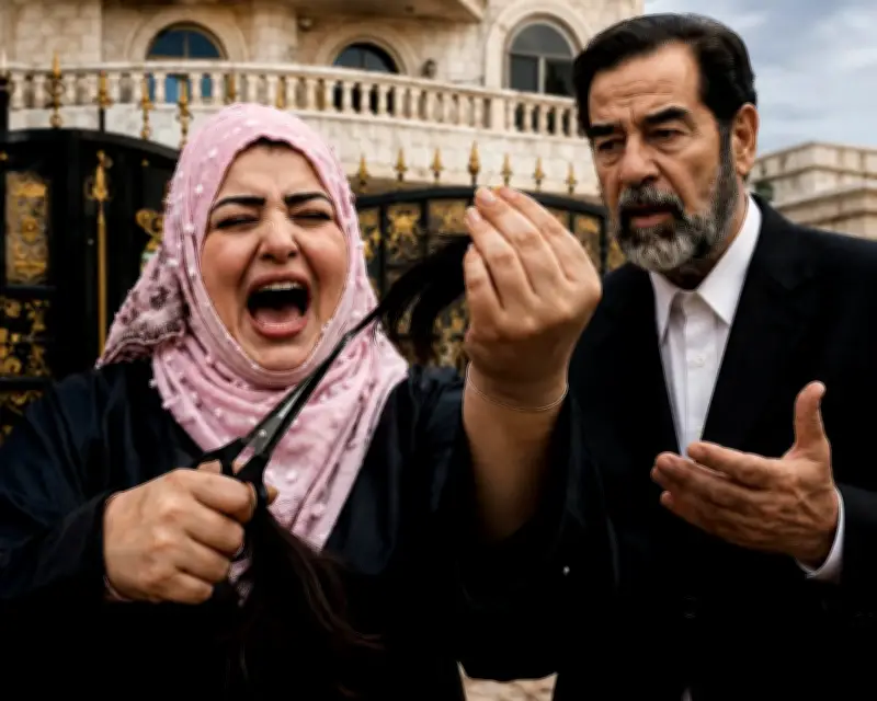 عراقية تزعم أنها ابنة صدام حسين تستنجد بقبيلة يمنية وتقص ضفائرها