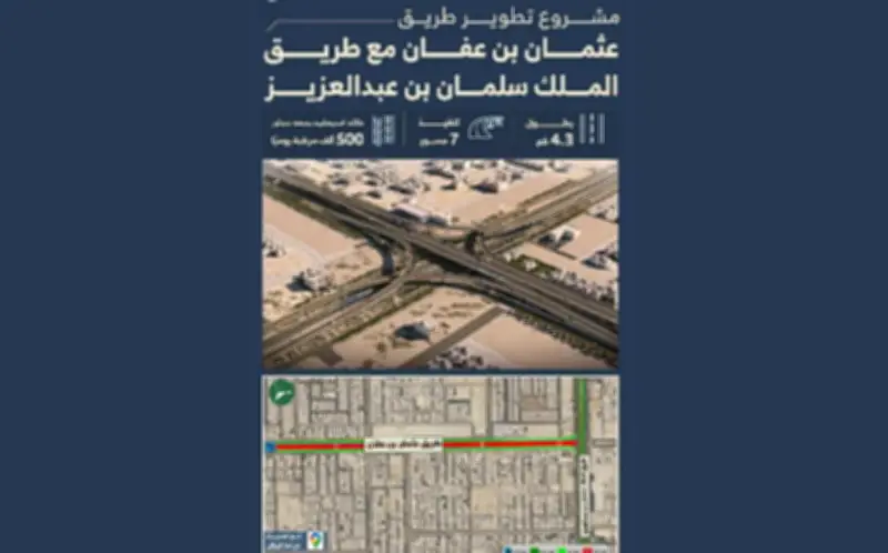 بدء تطوير طريق عثمان بن عفان مع الملك سلمان في الرياض