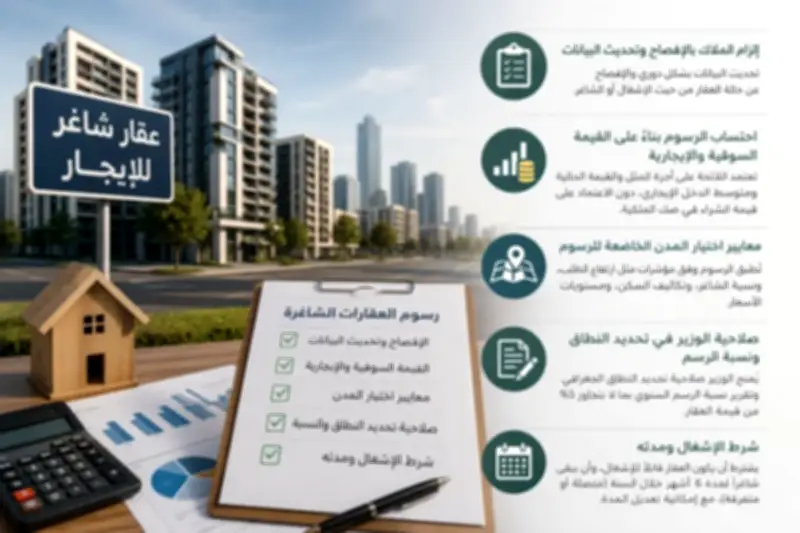 مسودة لائحة رسوم العقارات الشاغرة تعلن مزاياها وآلية احتساب الرسوم