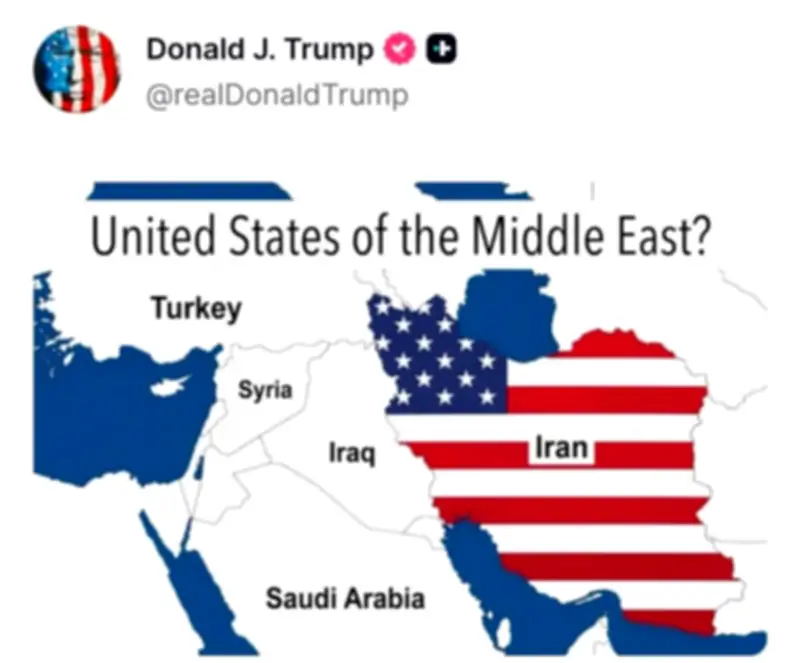 ترامب يثير الجدل بنشر صورة العلم الأمريكي يغطي إيران كاملة