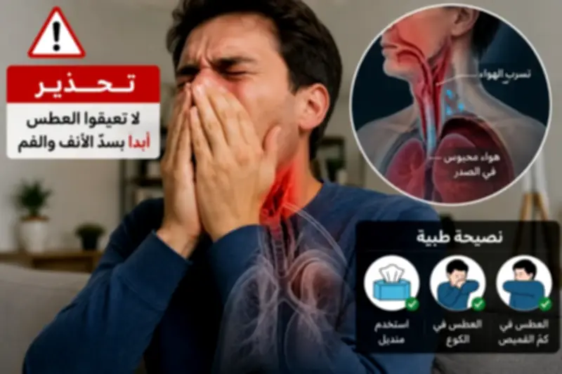 لا تكتم العطس.. أطباء يكشفون مضاعفات خطيرة قد تصيبك