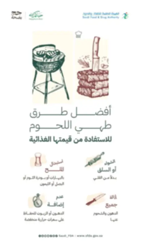 الهيئة العامة للغذاء والدواء تقدم إرشادات لطهي اللحوم بطريقة صحية
