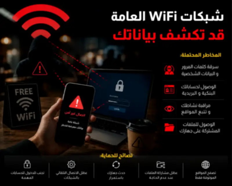 تحذير من مخاطر شبكات Wi-Fi العامة وكيفية حماية بياناتك