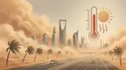 رياح نشطة وأتربة ترفع الحرارة وتخفّض الرؤية في مدن المملكة