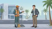 عامل نظافة يطلب المال بتحية المارة.. أين دور الرقابة؟