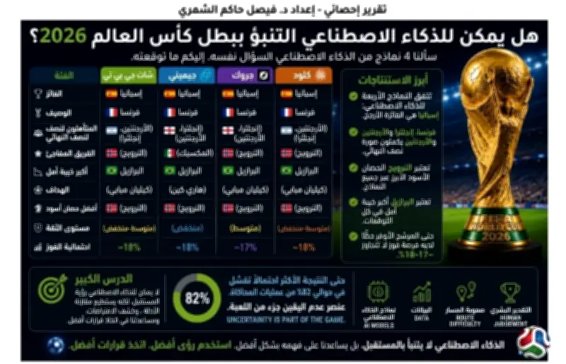 نماذج الذكاء الاصطناعي تتفق: إسبانيا الأوفر حظاً بلقب مونديال 2026