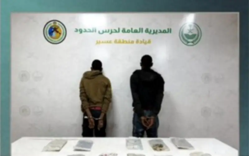 حرس الحدود يضبط 12 كجم حشيش بحوزة مخالفين إثيوبيين بعسير