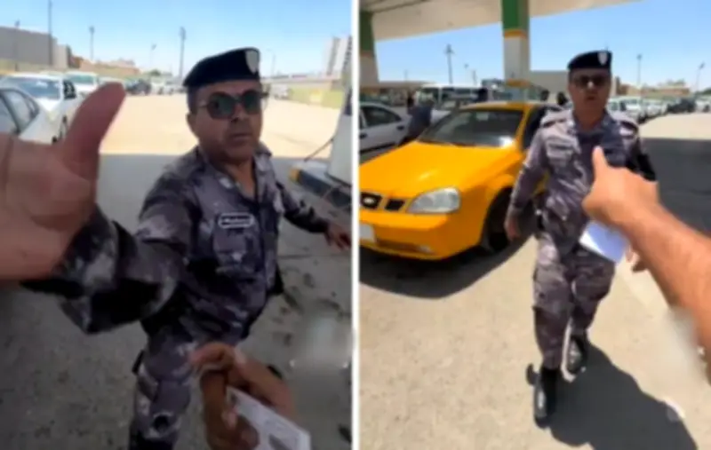شرطي عراقي يصفع صانع محتوى على وجهه في محطة وقود بكركوك