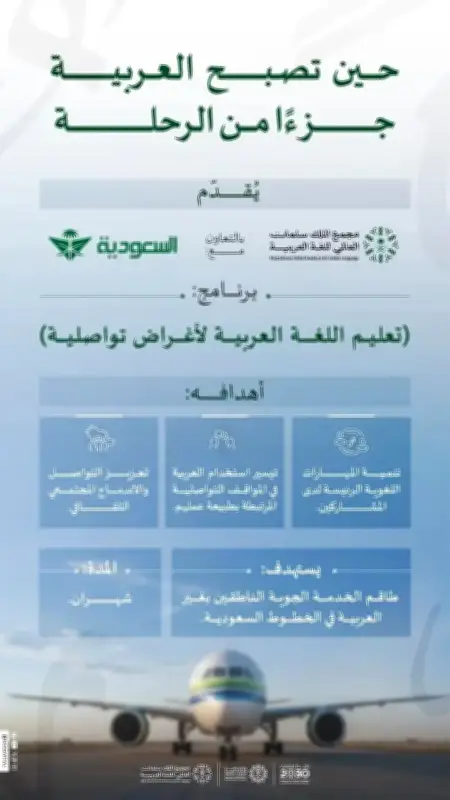 مجمع الملك سلمان يطلق برنامج لغة عربية لطاقم الخطوط السعودية