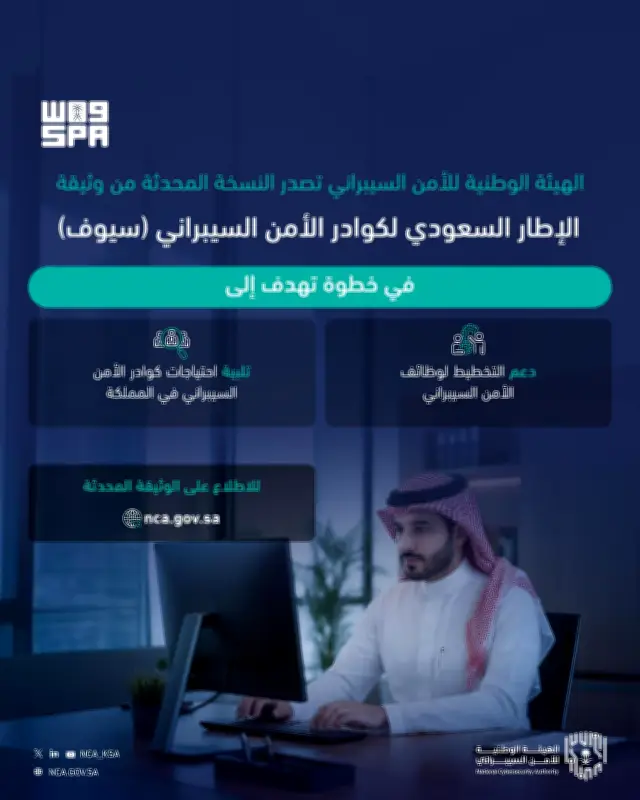 الهيئة الوطنية للأمن السيبراني تطلق النسخة المحدثة من إطار سيوف