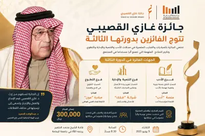 جائزة غازي القصيبي تتوج الفائزين في الأدب والتنمية والتطوع الثلاثاء