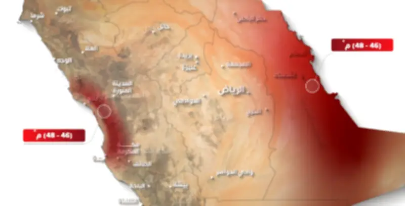 حرارة تصل إلى 48 درجة مئوية متوقعة في أجزاء من السعودية