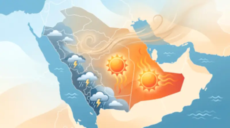 أمطار رعدية على جازان وعسير والباحة وحرارة عالية شرق المملكة